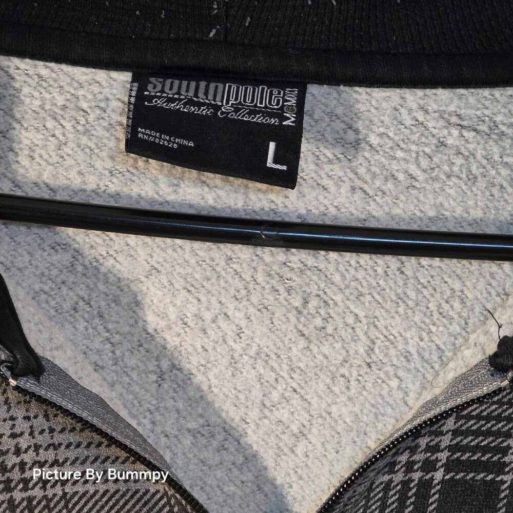 Y2K Vintage Southpole grey and black plaid full-zip hoodie - Picture 4 of 10